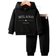 Shein pcsSet Baby Boy Funny Italian Flag Letter Printed Fleece Hooded Sweatshirt And Pants Outfit AutumnWinter