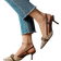 Shein Women's High Heeled Pointed Toe Shoes With Buckle, Retro Vintage Floral Embroidery And Back Straps