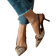 Shein Women's High Heeled Pointed Toe Shoes With Buckle, Retro Vintage Floral Embroidery And Back Straps