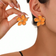 Shein 1pair Unique Design Fresh Color Orange Floral Stud Earrings For Women
