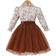 Shein Girls Floral Print Long Sleeve Netted Dress With Woven Belt