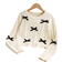 Shein Tween Girls Casual Solid Color Round Neck Long Sleeve Bow Knitted Sweater Autumn Winter