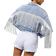 Shein Fringe Raw Hem Button Front Crop Jacket - Denim