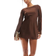 Bershka Satin Minikleid mit Rückseite - Schokobraun/Brown