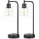 Industrial Touch Lamps Set of 2 - 3-Way Dimmable Nightstand Lamps with USB C+A Ports and Outlet - Clear Table Lamp 16.2"