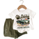 Shein Baby Jungen Lässig Set aus T-Shirt mit einfachem Cartoon Retro Muster und kurzer Hose, geeignet für den Sommer