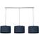 ValueLights Reni Drum Shade 3 Drop Bar Brushed Chrome Diner Ceiling Light with Bulbs Pendant Lamp