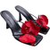 PrettyLittleThing Black Croc PU Red Flower Square Toe Heeled Mules