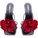 PrettyLittleThing Black Croc PU Red Flower Square Toe Heeled Mules