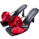 PrettyLittleThing Black Croc PU Red Flower Square Toe Heeled Mules