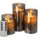 LED Blockljus Set i Rökfärgat Glas Ø7,5 cm Set of 3 LED-ljus 15cm 3st