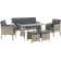 Juskys Turin - Mottled Grey Outdoor Lounge Set, 1 Table incl. 2 Chairs & 1 Sofas