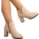 Shein Chunky Heel Round Toe Boots - Beige