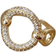 Shein 1pc Glamorous Stainless Steel Cubic Zirconia Circle Decor Cuff Ring For Women For Party