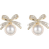 Shein Rhinestone Bow & Faux Pearl Design Stud Earrings