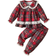 Shein pcsSet Baby Girls Red Plaid Bear Pattern Christmas Themed Casual Long Sleeve Top And Pants Home Set