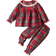 Shein pcsSet Baby Girls Red Plaid Bear Pattern Christmas Themed Casual Long Sleeve Top And Pants Home Set