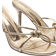 PrettyLittleThing Gold Metallic Pu Knotted Mid Heeled Mule Sandals, Yellow