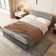 Merax Hydraulisches Boxspringbett 140x200 cm mit Bettkasten Grau Bettrahmen 140x200cm