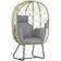 OutSunny Rattan Garden Egg Chair with Thickened Cushion, Headrest, Grey