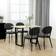 Homcom Set of 4 Sherpa Dining Chairs Boucle Chairs with Back Black Kitchen Chair 4pcs
