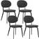 Homcom Set of 4 Sherpa Dining Chairs Boucle Chairs with Back Black Kitchen Chair 4pcs
