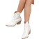 Shein Womens White Pointed Toe Embroidered Western Boots With Chunky Mid Heel Side Zipper Ideal For Casual AutumnWinter Outfits AnkleShort Boots Made Of Sue