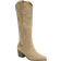 Shein Women's Western Boots Embroidered Pointed Toe Chunky Heel Suede Riding Boots With Electronic Embroidery Solid Color Autumn Winter Warm Boots