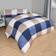 OHS Gingham Block Check Set Double Duvet Cover Beige, Blue (200x200cm)