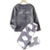 Shein Tween Girl Eyelash Embroidery Flannel Top & Cloud Print Pants PJ Set