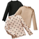 Shein Baby 3pcs Heart Print Lettuce Trim Mock Neck Tee
