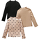 Shein Baby 3pcs Heart Print Lettuce Trim Mock Neck Tee