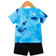 Shein Baby Boy Tie Dye Letter Printed Casual Short Sleeve Top And Shorts Set SpringSummer
