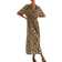 H&M Tie Belt Shirt Dress - Beige/Leopard Print