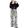 H&M Wide Pull On Trousers - Cream/Black Patterned