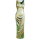 Shein Tie-Dye Printed Slim Fit Long Dress - Green
