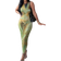 Shein Tie-Dye Printed Slim Fit Long Dress - Green