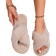 Shein Women's Black Furry Slide Sandals With Open Toe, Cross Straps & Anti-slip Sole, Comfortable & Fashionable For Indoor Home Use