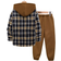 Shein pcs Boys Fashionable Plaid Hooded Jacket And Jogger Pants Set