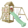Wickey Aire de jeux Portique bois MultiFlyer toit en bois avec balançoire Marron