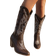 Shein Women New Autumn Forest Style Brown Outdoor Fashionable Western Embroidery Boots Cowboy Boots For Women