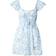 Hollister Short Sleeve Shirred Waist Detail Mini Skater Dress - Floral Print