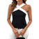 Shein Women Summer Black And White Splicing Casual Loose Halter Tank Top Halter Top