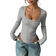 Shein Striped Boxy Collar Long Sleeve T-Shirt - Autumn
