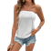 Shein Simple Burned-Out Floral Pattern Tube Top - White