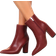 Shein Womens Fashion New Burgundy Short Boots Simple Versatile Party Wear Side Zipper Super High Chunky Heel Pointed Toe Motorcycle Boots