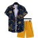 Shein Manfinity Men Tropical Print Shirt - Waist Shorts