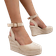 Shein Women Beige Ankle Strap Woven Wedge Sandals, Round Toe High Heel For Vacation