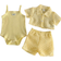 Shein Baby Girls' Holiday Leisure Style Textured Fabric Short Sleeved Shirt Shorts Suspenders Romper 3pcs Set Perfect For Daily Wear, Exclusive For Su