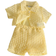 Shein Baby Girls' Holiday Leisure Style Textured Fabric Short Sleeved Shirt Shorts Suspenders Romper 3pcs Set Perfect For Daily Wear, Exclusive For Su